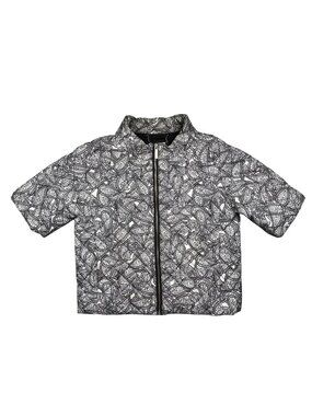 Oodji Ultra Size 40 Black White Paisley Zip Front Short Sleeve‎ Jacket